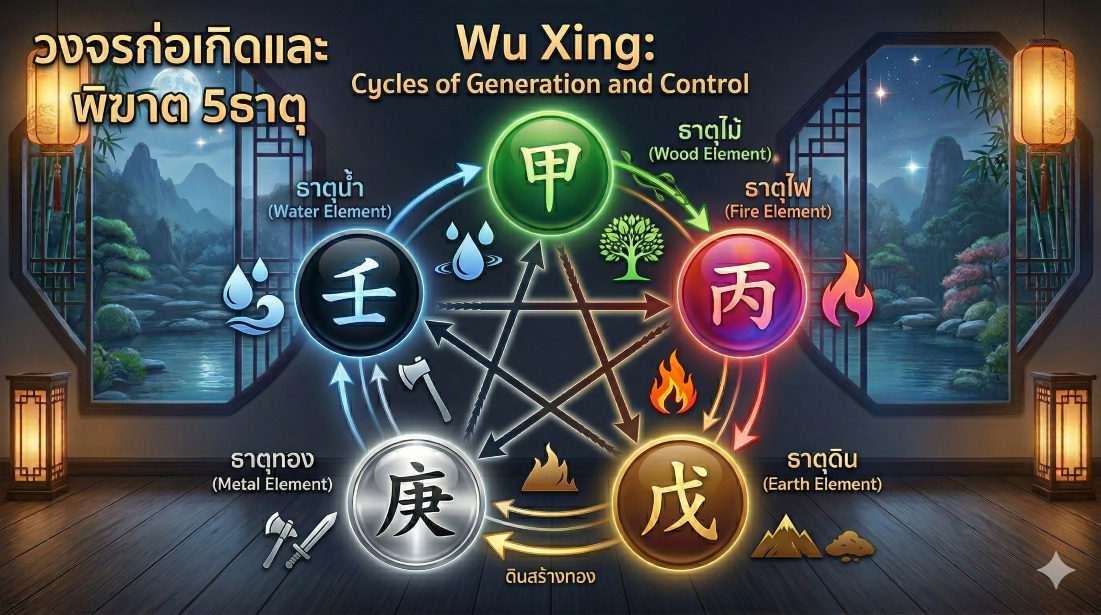 ดูดวงจีน วิเคราะห์ดวงจีน ตำราดวงจีน ศึกษาดวงจีน ปาจื้อ bazi วงจร5ธาตุ น้ำ ไม้ ไฟ ดิน ทอง